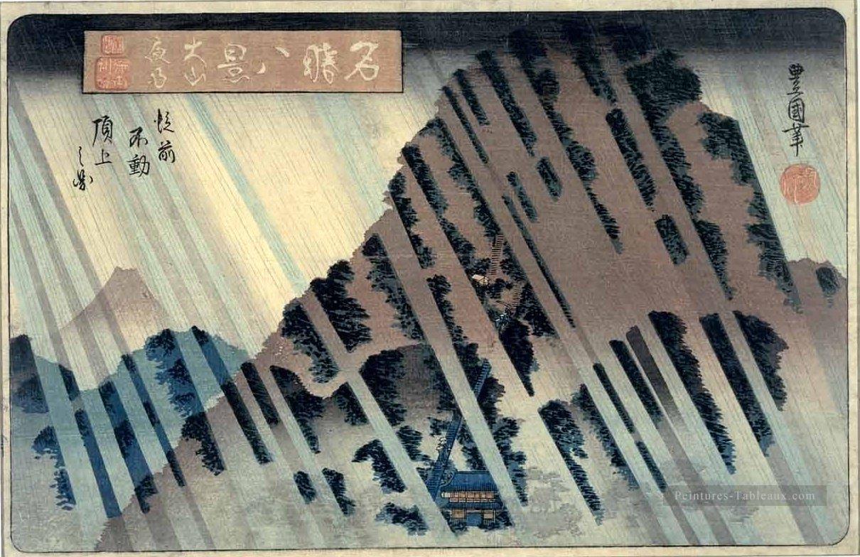 pluie de nuit sur Oyama Utagawa Toyokuni japonais Peintures à l'huile